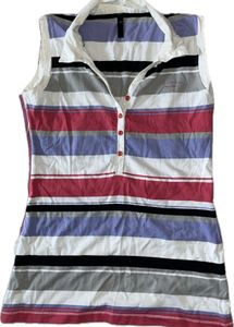 Striped Sleeveless Polo Shirt