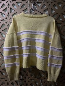Cute Yellow &amp; White Striped Sweater