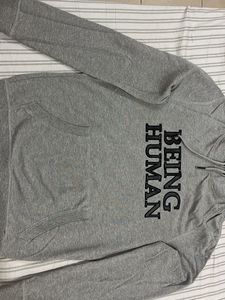 unisex oversized  "Being Human" Grey Hoodie