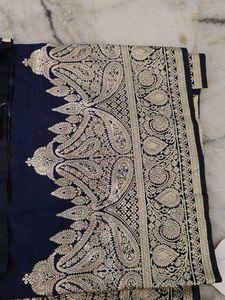 Navy Blue Banarasi Silk Saree