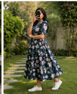 Beautiful Floral Print Midi Dress_All size availab