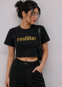 Black #nofilter Crop T-Shirt