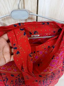 Bohemian Red Ethnic Print Wrap Skirt
