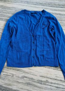 Blue Cardigan with Bow Detail