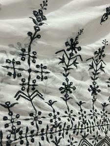 White Kurta with Black Embroidery and dupatta