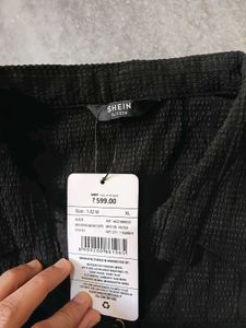 Black Ruched Drawstring Shirt