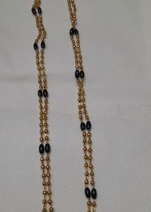 Black Beads Double Strand Long Chain