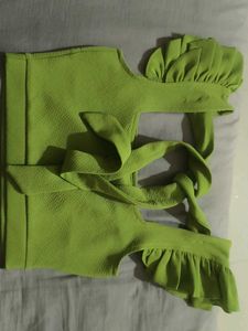 Lime Green Ruffle Sleeve Top