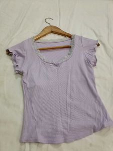 Lavender Lace Trim Top