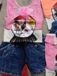 Combo of 3 Denim Shorts &amp; Tops Set