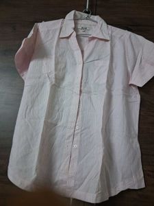 Pink Striped Button-Up Blouse