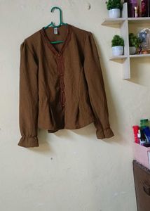 Elegant Brown Textured Blouse