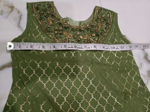 Girls' Olive Green Embellished Top