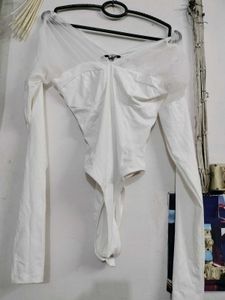 Chic White Sheer Sleeve bodysuit top