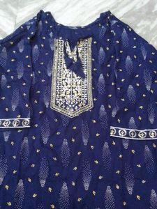 Elegant Navy Blue Printed Kurta