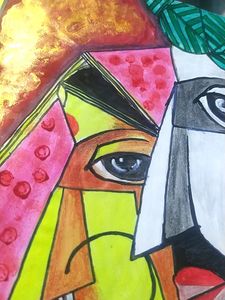 A Beautiful Krishna Ji Radhaji Portrait Painting
