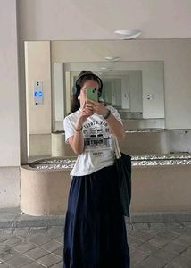 Navy blue long skirt