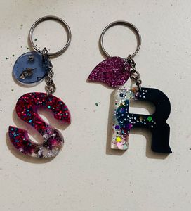 Custom SR Letter Resin Keychain Set