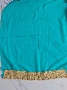 Beautiful Blue Saree with Gold Embroidery