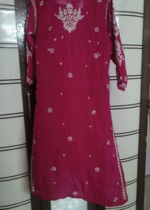 New Vibrant Pink Chikankari Kurta