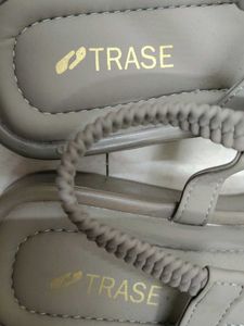 A khaki coloured women sandals
