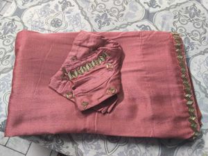 Beautiful Pink Saree with Embellished Border