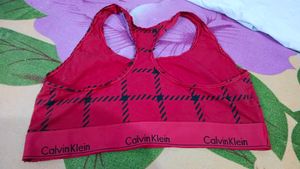 Calvin Klein Red Plaid Sports Bra