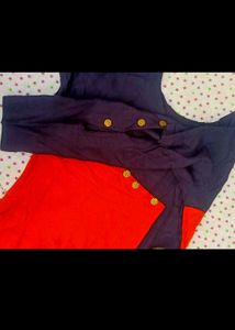 Orange &amp; Navy Blue Kurta Set