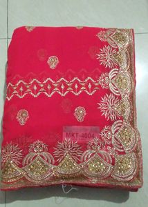 Beautiful Hot Red Saaree ❤️🔥.                                 Beautifully Embroidery Saree Full Work On Saree. Perfect For Wedding Functions Beautiful Red Colour