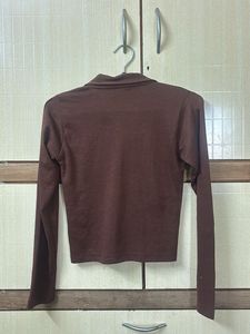 Brown Long Sleeve Crop Top