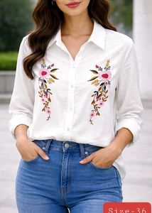 white Embroidery work cotton shirt size-36