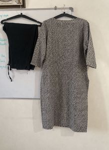 Elegant Grey Printed Kurta Set with Dupatta