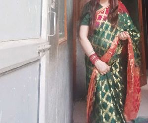 Elegant Green & Red Brocade Saree