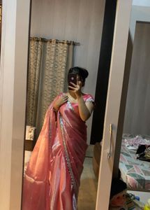 Elegant Pink Organza Saree