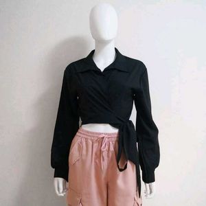 Black Wrap Crop Top