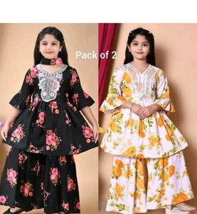 Kids Girls Kurta Sets - Pack of 2