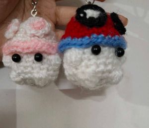 Cute Crochet mushroom Keychain Set
