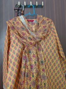 Yellow Floral Kurta Set with Dupatta