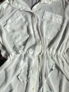 Sheer White Tunic with Graphic Print