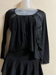 Black Ruffled Long Sleeve Dress