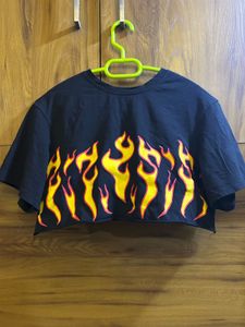 Flames Cropped T-Shirt
