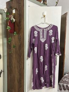 Purple Embroidered Kurta Dress