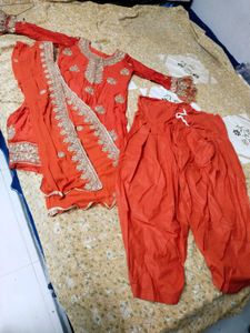 Elegant Rust Color Embroidered work Kurta Set