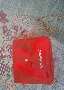 Red Transparent Clutch Bag