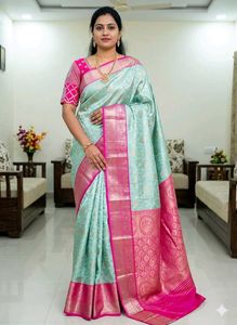 BrandNewElegant PartyWear KanjeevaramSilkSeaGreen