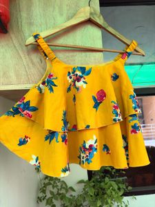 Yellow Floral Tiered Tank Top