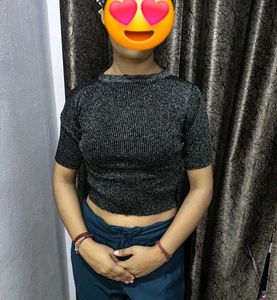Sparkly Ribbed Cropped Top