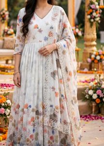 Anarkali suit with dupatta and pyjama