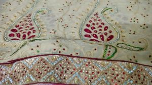 Red And Beige Fully Work Saree