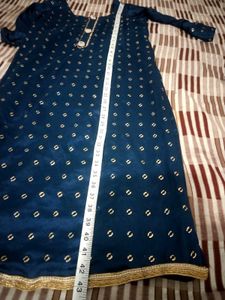 Elegant Blue Kurta with Gold Print